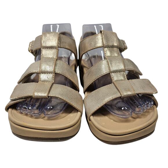 VIONIC Tami Backstrap Platform Wedge Metallic Sandals in Champagne Size 7 - Picture 2 of 10